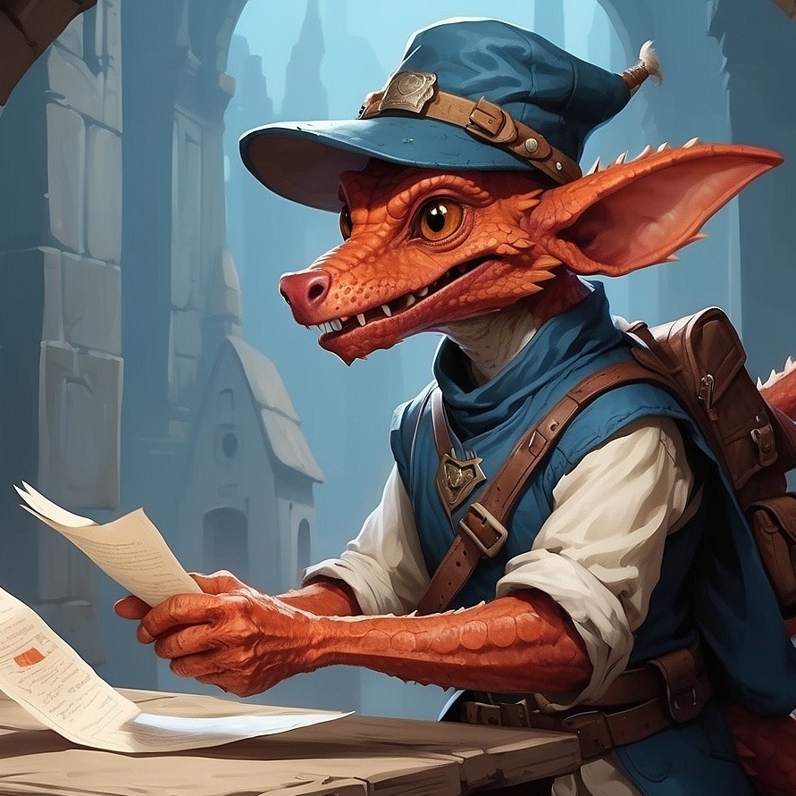 Kobold leyendo una carta